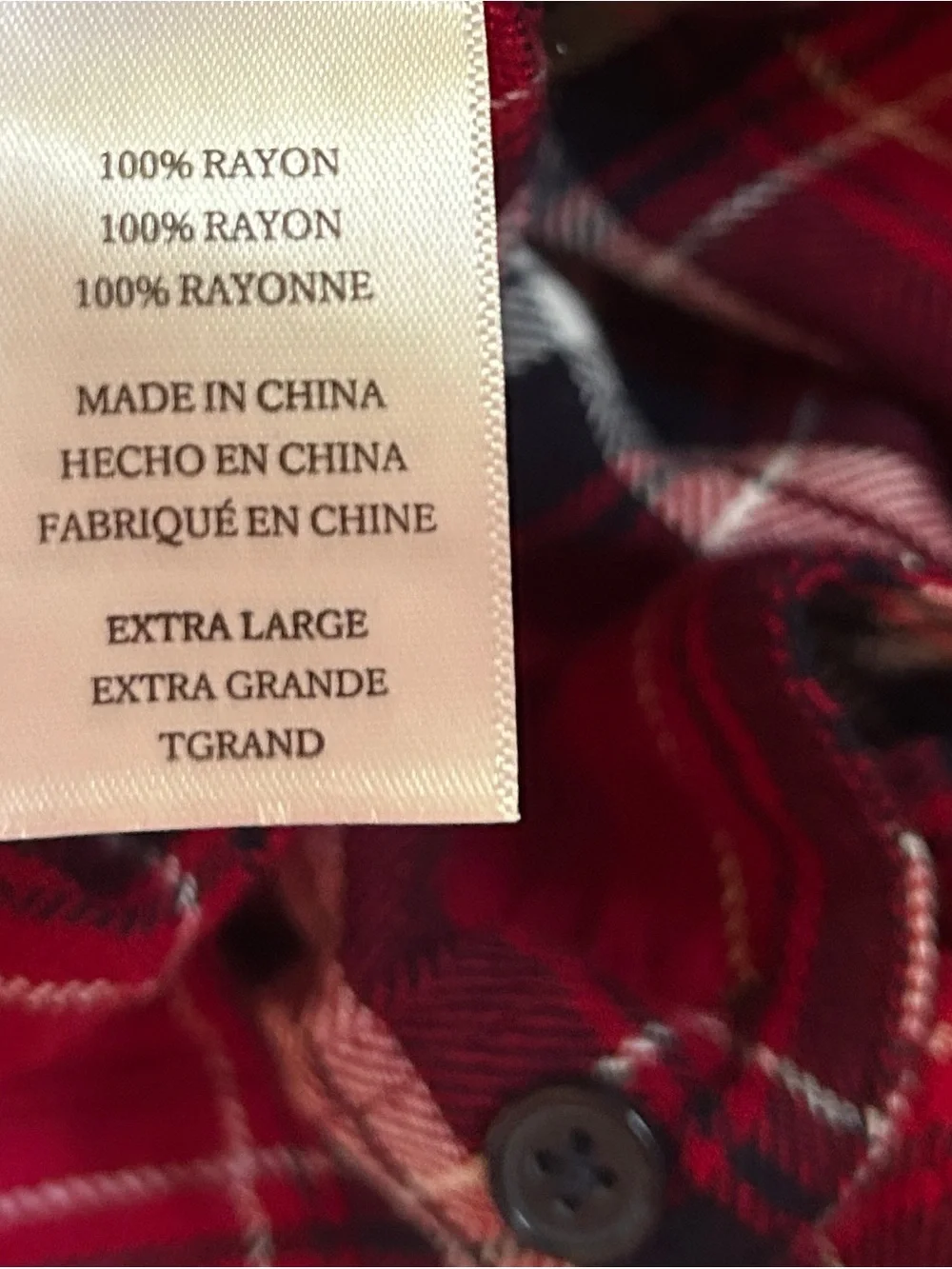 Rails Red Plaid Button Down Flannel Shirt Women’s XL NWT Lightweight Rayon Top - Picture 8 of 8